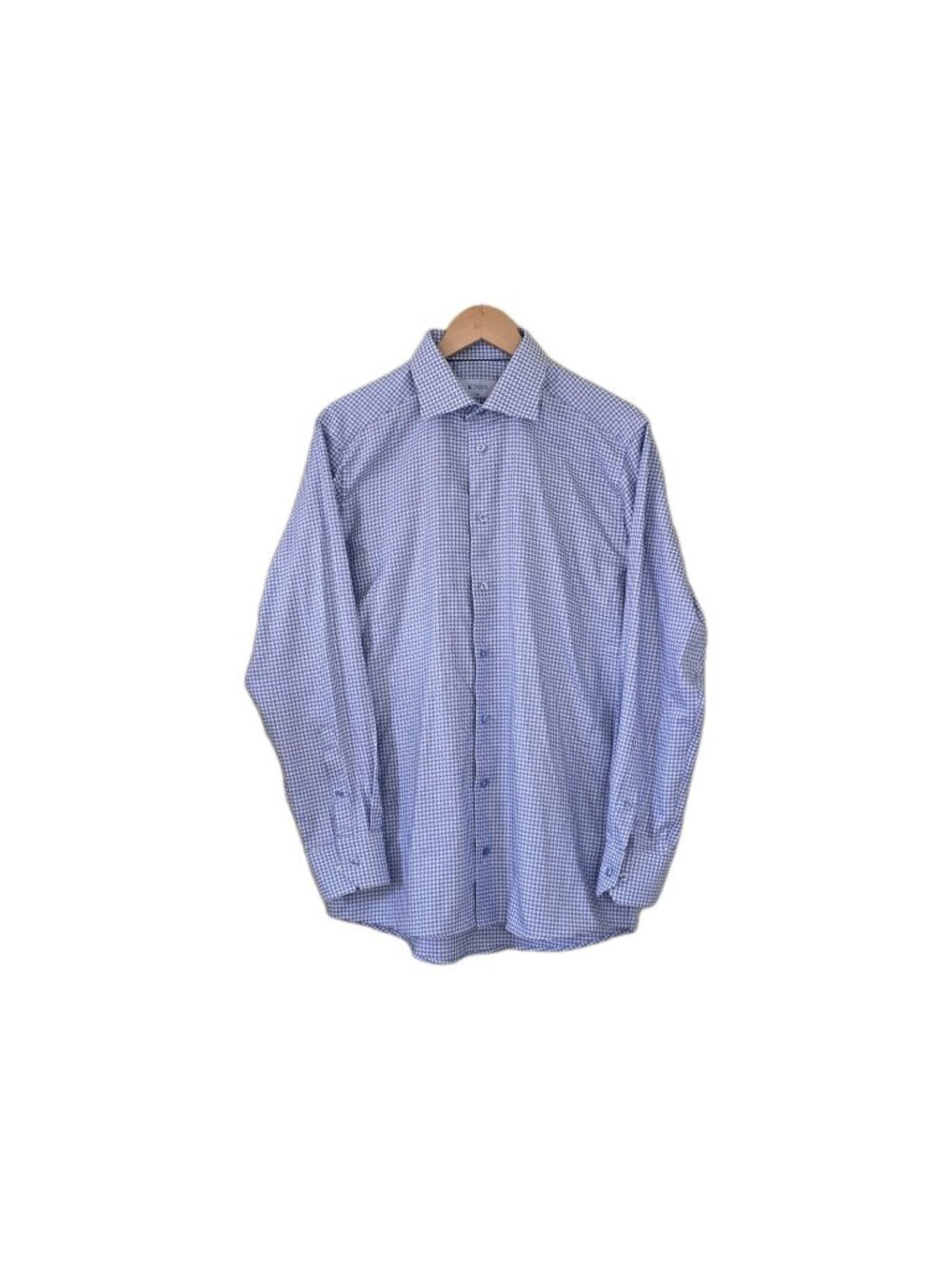 Eton Slim Fit Dress Shirt 41 /16 Mens White Blue Geometric Cotton Office Wedding
